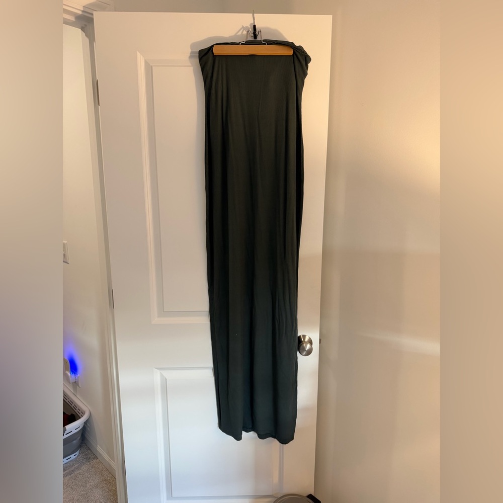 SKIMS Strapless Dark Green Ribbed Maxi Dress - Picture 7 of 8
